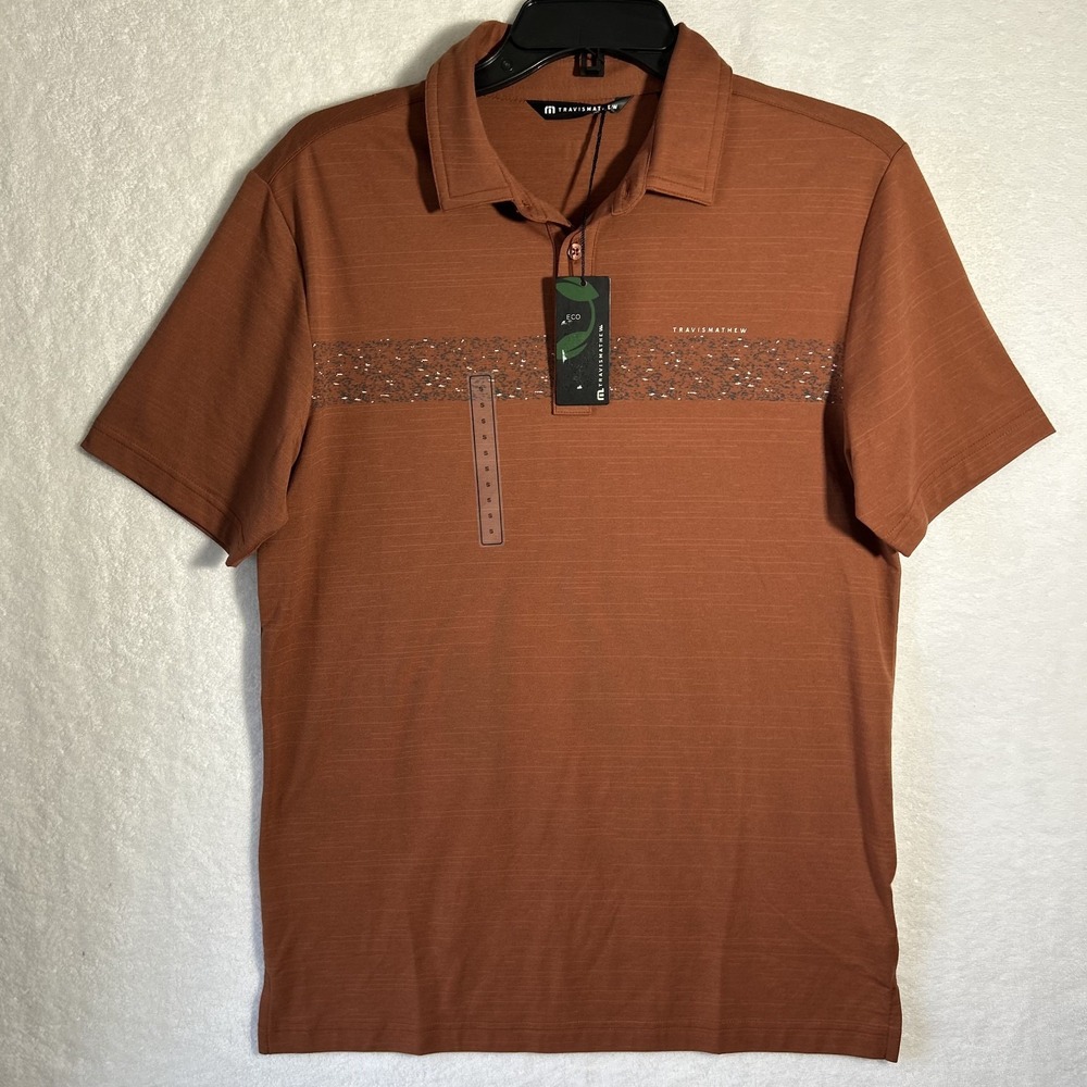 Travis Mathew Mens Size S Brown The Heater Short Sleeve Polo Shirt